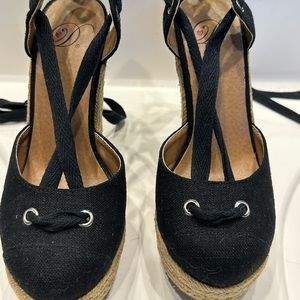 Black Espadrilles, 4 inch wedge heel, SZ 5.5